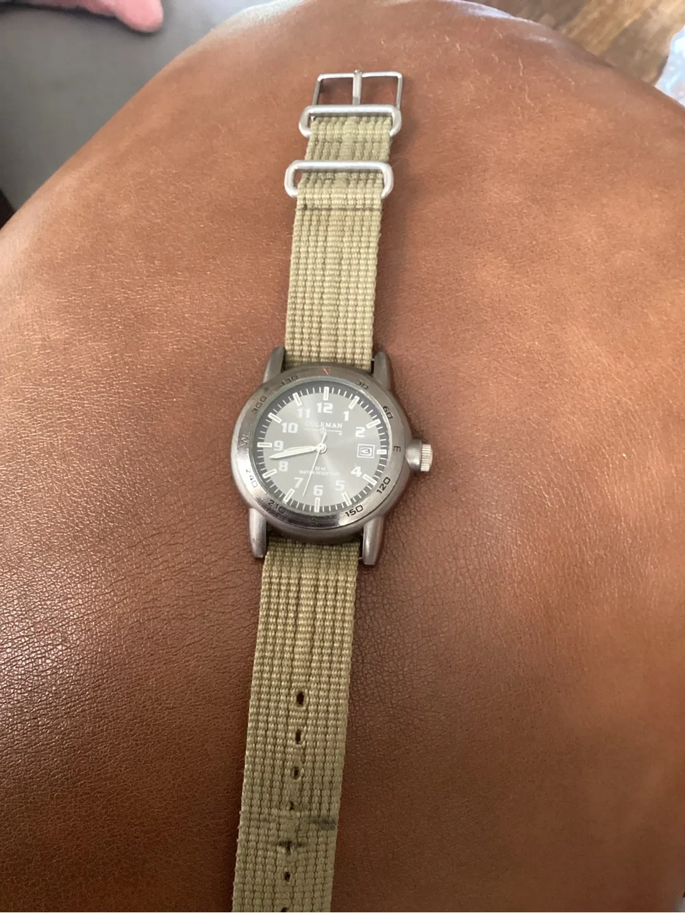 Coleman Olive Green Nylon Strap Field Watch with Date